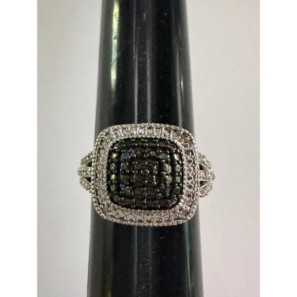 Genuine Deep Blue Diamond Ring Size 7 - Pretty Cushion Cut Diamond Accent - Picture 11 of 14